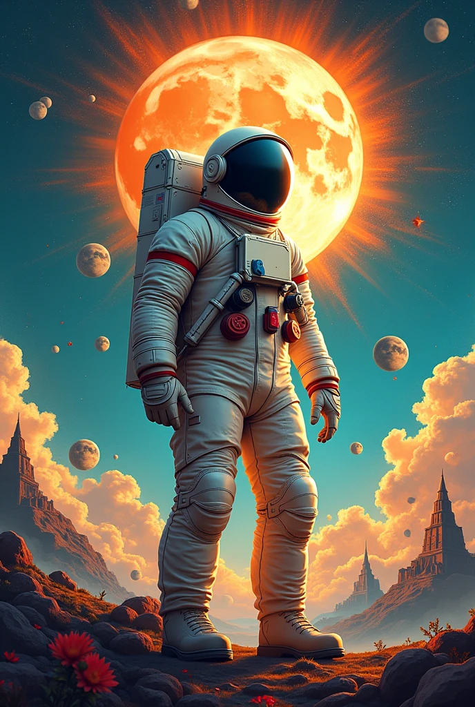Make 2 very appropriate image of visualization of poster making on the theme " Touching lives while touching the moon: India's space Saga"