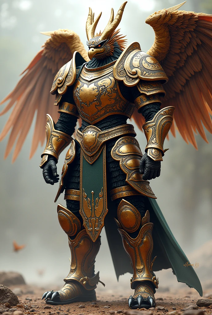 a pair of armor,Dragon Head,Eagle wings,Tiger Shoulder,Aobei,Rhino Leg,Official artwork with high detail,