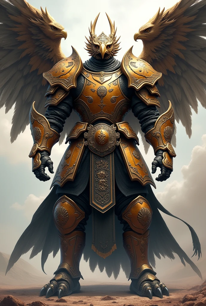 a pair of armor，Dragon Head，Eagle wings，Tiger Shoulder，Aobei，Rhino Leg，Official artwork with high detail，