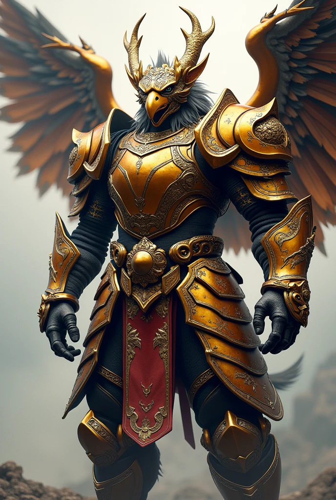a pair of armor,Dragon Head,Eagle wings,Tiger Shoulder,Aobei,Rhino Leg,Official artwork with high detail,