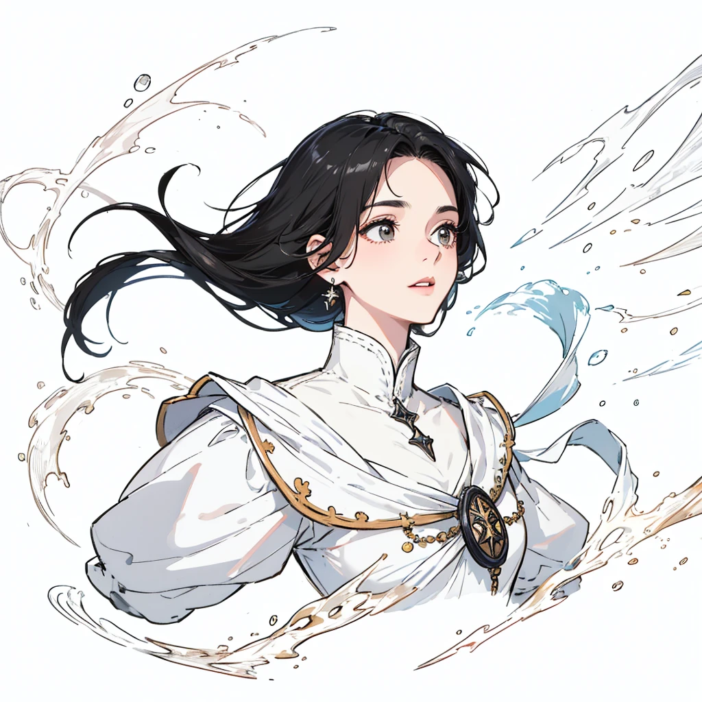 ((best quality:1.4)), white background, (bust), black hair, Sorceress