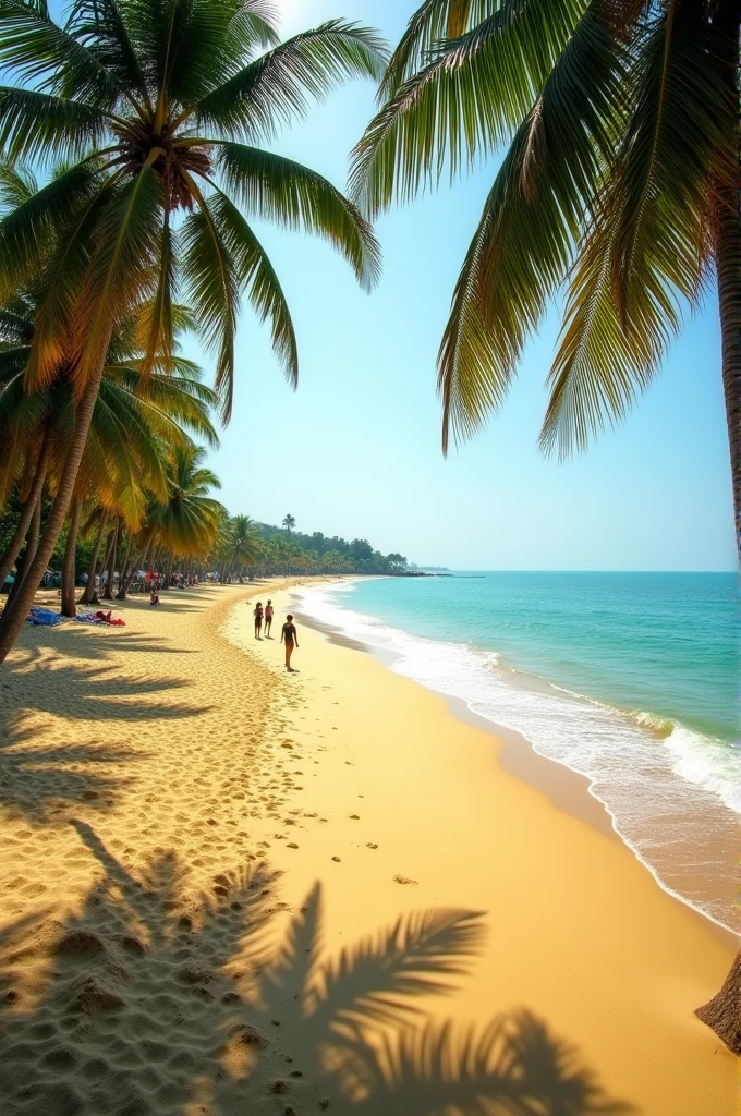 Change the background of this photo to a sunny day at Cox's Bazar Beach, Bangladesh, with golden sandy shores and a clear blue sea. Adjust the lighting and colors to match a tropical beach setting.