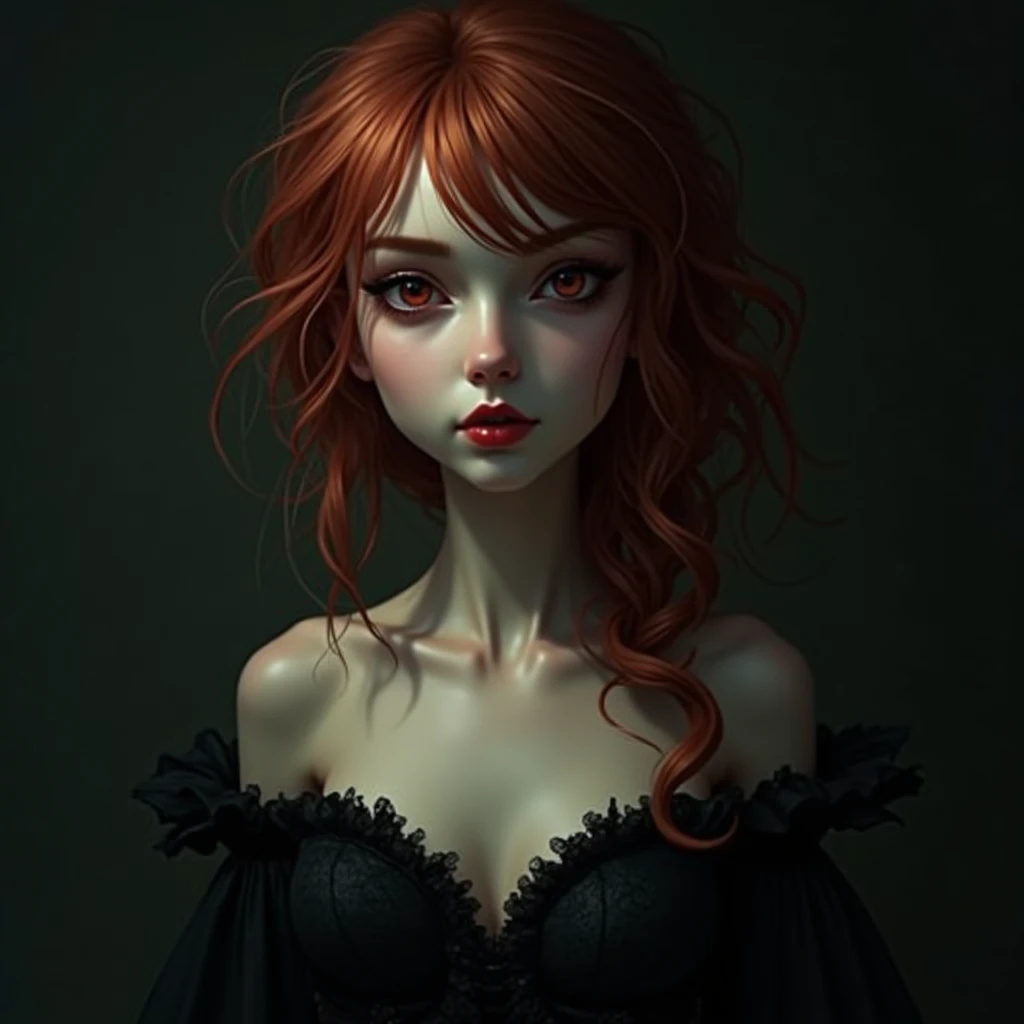 Creating an image of a handsome young vampire girl, A person who just woke up from a deep sleep, naked. The second one is a noble and elegant girl, Beautiful and charming colorless eyes, A vampire with a refined and elegant appearance, They have plenty of time, Loose light red hair and perfect facial features, Their skin should be fair and flawless, Add a little potassium and this is the beauty of the third world, A vampire&#39;s eyes should be deep and alluring, With a predatory glow, hint at their insatiable bloodlust , His style refers to the long history of human life, When you wake up from sleep, Vampires should have calm confidence. Reeks of danger and conspiracy. The background should be shrouded in shadow. Only a ray of moonlight penetrates the darkness. In the hands of vampires. This must be a vial of blood.. According to their recent victims，Vampires should be content，And a little worried about their，It&#39;s as if they knew the dangers others were facing., Gothic art style, Surrealism, 迷幻Surrealism艺术, Surreal psychedelic design, Dreamy style, Psychedelic Art, Quality and quantity, Textured Skin, Intricate details, (kinoThatgraphic Lighting), RAW to Photo, 8K,