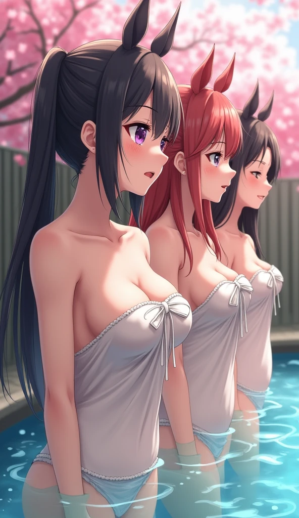Fattening mare,Highest quality,Very detailed,8k-CG,
Shoot from the chest up,
Three Girls,Stand in line,Viewers,Alongside,Front of the body,
(nude,bath towel),blush,shy,Ecstasy face,(Trembling:1.2),Pinky finger hair,
break,
Perfect breasts,Perfect nipples,Open your mouth,
At the hot spring,Cherry Blossom,