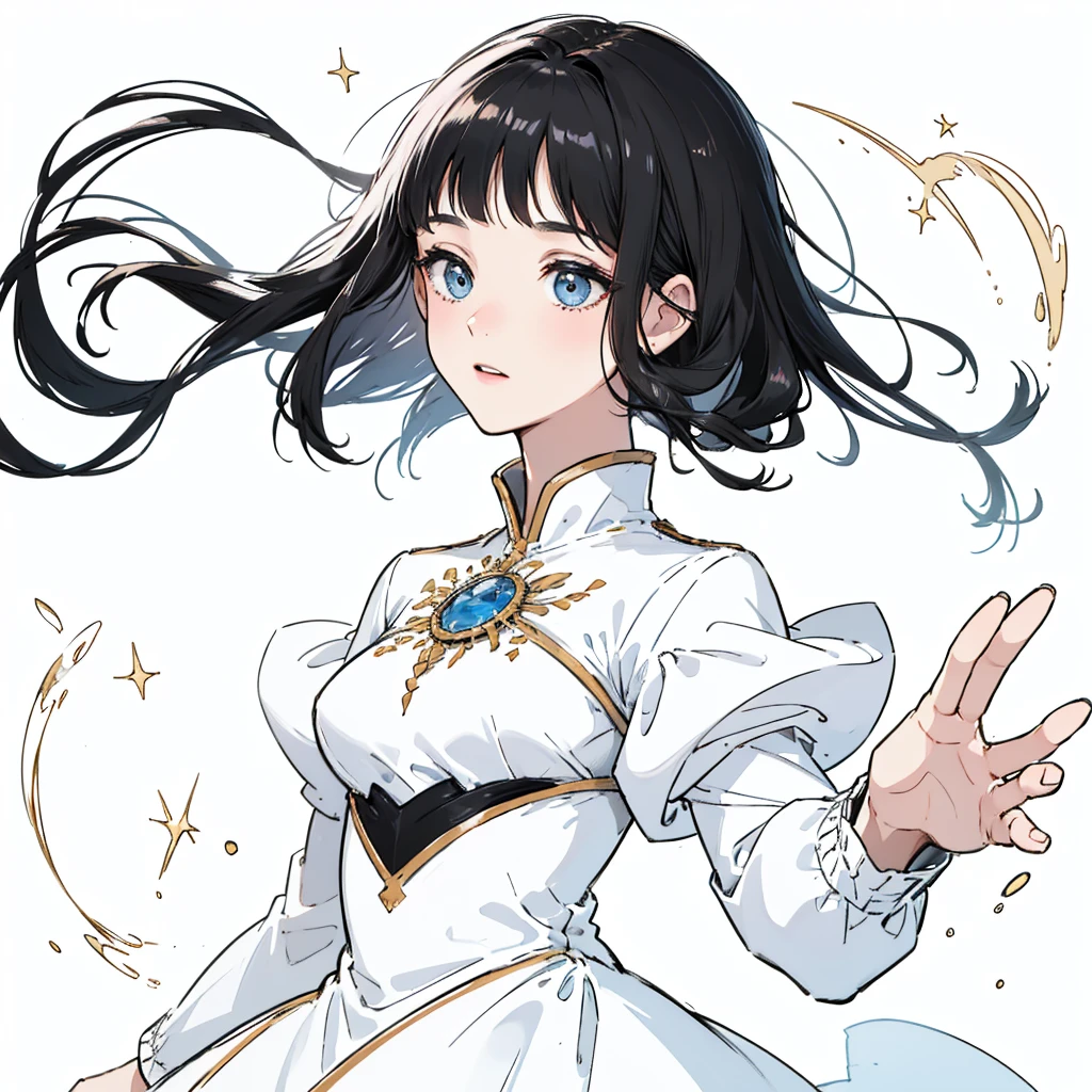 ((best quality:1.4)), white background, (bust), black hair, Sorceress