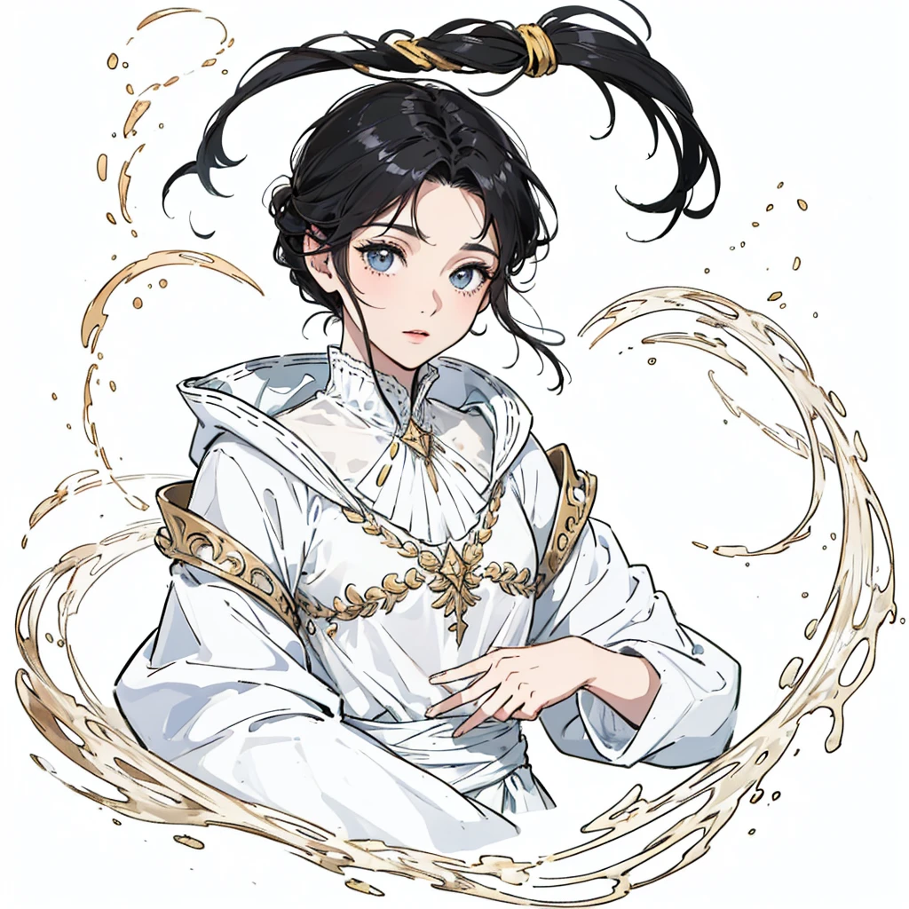((best quality:1.4)), white background, (bust), black hair, Sorceress