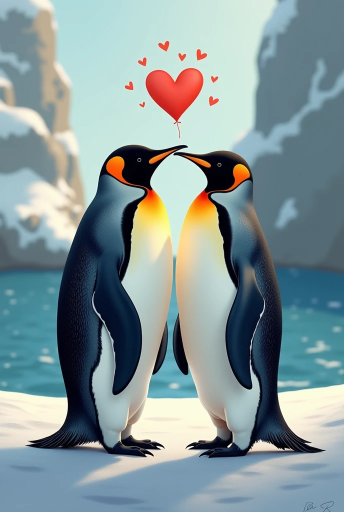 penguins in love celebrating happily