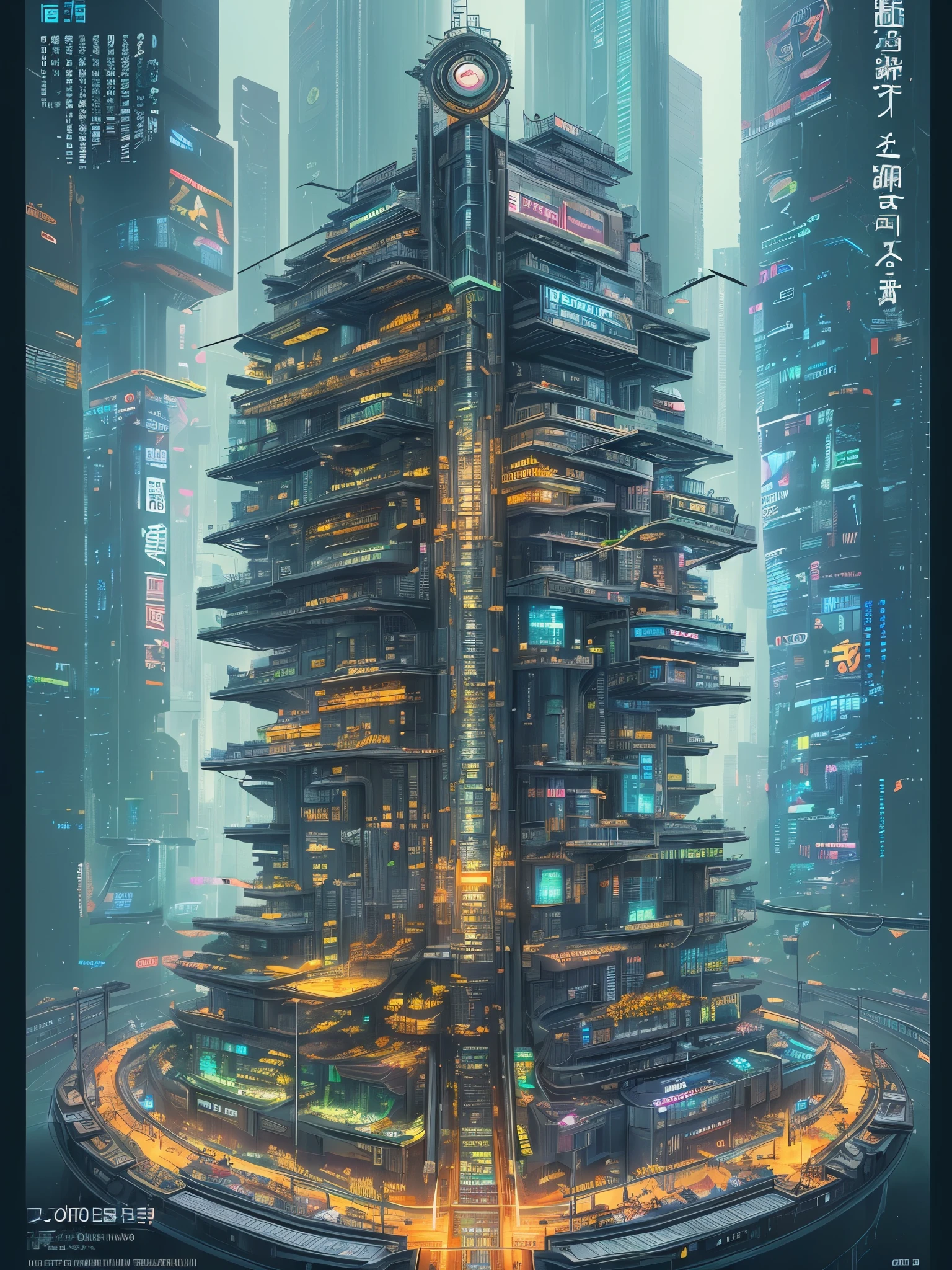 a detailed poster of a cyberpunk Deus Ex Human Revolution movie, glitchy digital style, tilt-shift effect, industrial robots on an assembly line, japanese rock garden and pond with bonsai, digital pixel koi carp, highly detailed and intricately rendered face and skin texture, high-tech interior and futuristic style, diffused soft lighting, shallow depth of field, by Oliver Wetter