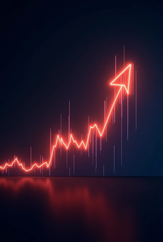 A line graph rising from point to point glows
