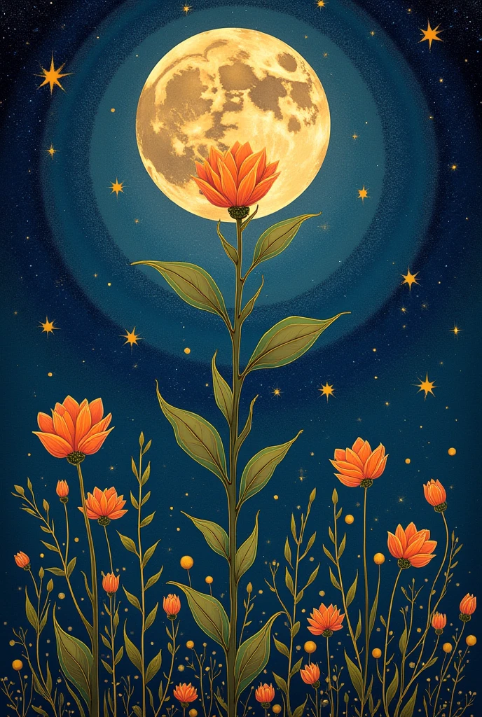 TRIPTYCH WITH THE SIGN OF AQUARIUS , FULL MOON STARS A FLOWER AND THE WORD SOLANGE

