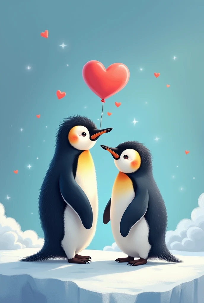 baby penguins in love celebrating animated