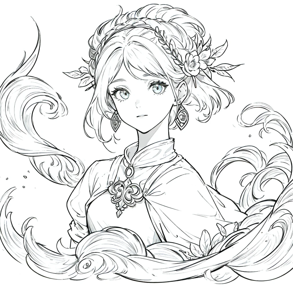((best quality:1.4)), white background, (bust), female merchant