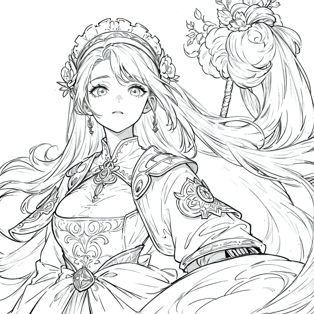 ((best quality:1.4)), white background, (bust), female merchant