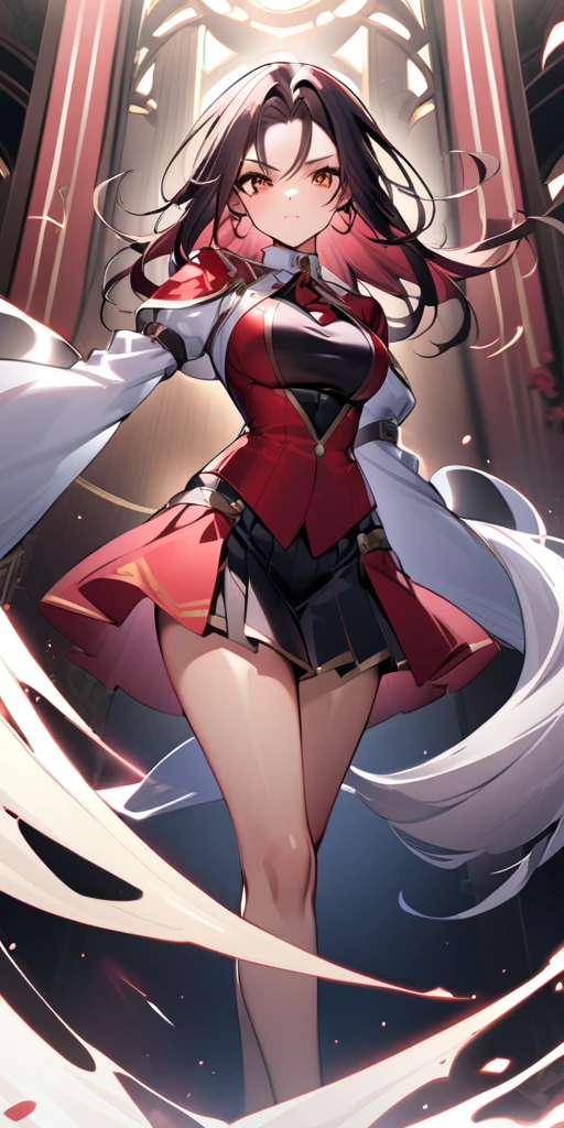 ((Highest quality、masterpiece、anime style、best quality、high resolution、8k、detailed、ultra-detailed:1.3))、Long legs、Sharp focus:1.2, Beautiful woman with perfect figure:1.4、(Smiling:1.2), double eyelid、30-year-old female、Sexy pose、((((Close your mouth、One Woman、メイド服:1.5)))),The background is a different world、movement,dynamism、ファイティングポーズ