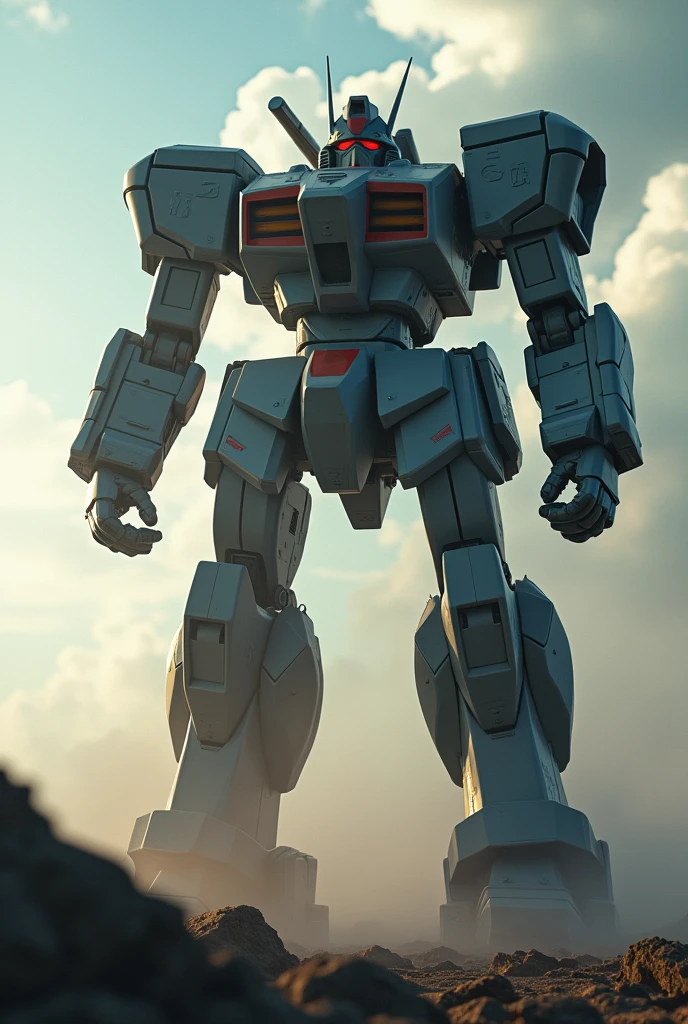 a giant robot in epic landing position falling from the sky, ultra-detailed, incredibly realistic, epic scale, dramatic lighting, cinematic, striking pose, powerful presence, dynamic and intense, photo-realistic, 8k, best quality, (masterpiece:1.2), ultra-detailed, (realistic:1.37), studio lighting, physically-based rendering, extremely detailed description, vivid colors, dramatic shadows, heroic, science fiction, mecha