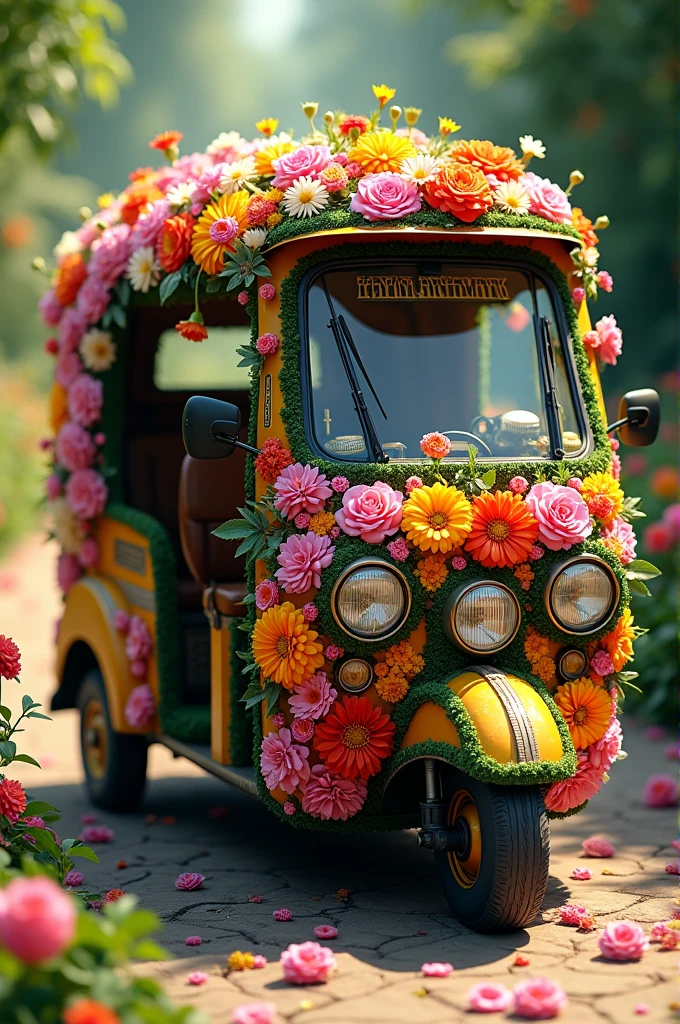 Create auto rickshaw by flowers