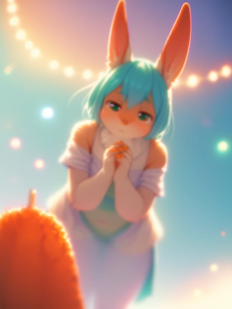 (Sumilux f1.4 24mm , low Latitude old color negative film , cross process , (bokeh), Long exposure , blur , flare, chromatic aberration , soft focus, (Shallow focus) , soft glow , Maximum aperture, high Key , Transparent depiction , Tyndall:1.3) , mom , (carrot on private parts) , bend over
