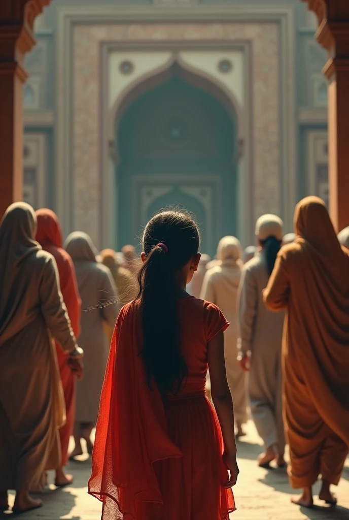 A girl protecting a Hindu family from Muslim attackers, detailed realistic people, intricate architectural background, dramatic lighting, cinematic composition, muted color palette, photorealistic, 8k, masterpiece, (best quality,4k,8k,highres,masterpiece:1.2),ultra-detailed,(realistic,photorealistic,photo-realistic:1.37),HDR,UHD,studio lighting,ultra-fine painting,sharp focus,physically-based rendering,extreme detail description,professional,vivid colors,bokeh,dramatic lighting,cinematic composition,muted color palette