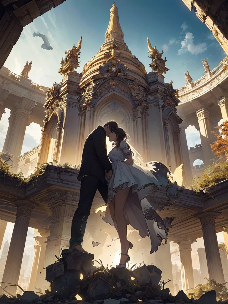 Absurd, high resolution, ultra-detailed, (1 girl:1.3), broken, design a beautiful temple scene, intricate architecture, lush gardens, and a sense of peace and spirituality. Broken, creating an image of a destructive demon with terrifying features, dark powers, and a thirst for chaos and destruction. Broken, designed with a fisheye effect image that captures a wide field of view with a unique curved viewing angle. Break to create rooftop views in urban environments with panoramic cityscapes, dramatic skylines, and a sense of elevation. Break , illustrating the tender moments between parents and children, capturing their bonds, love, and connection. Broken, using pointillism to illustrate images, carefully placed tiny dots of color to create a cohesive and visually stunning whole.