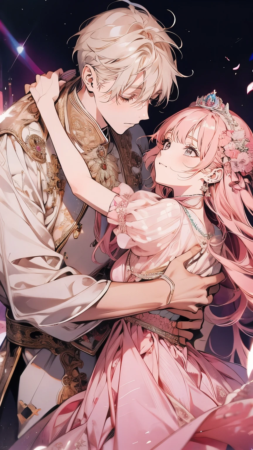 Princess、Light pink long dress、Dance、smile