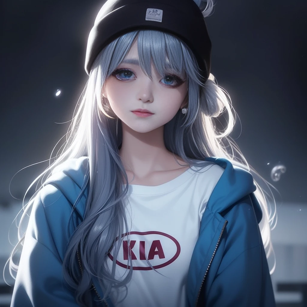 Anime girl with blue hair and white gauze blindfolded, White-haired god, Kizi, ethereal anime, white haired Cangcang, Flowing white hair, Guviz-style artwork, Dazzling white hair, Girl with white hair, Perfect white haired girl, Soft anime illustration, a beautiful anime portrait,, Anime art wallpaper 8 K, with long white hair