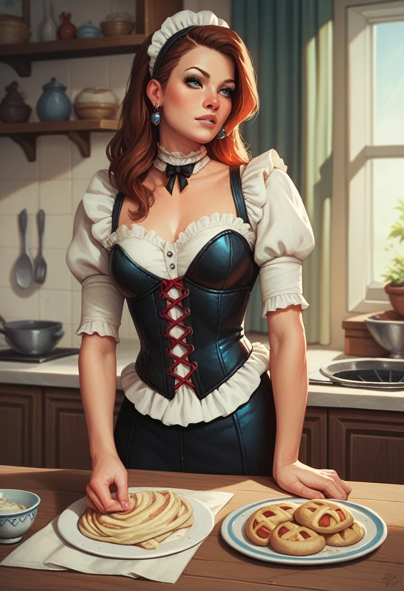 Woman baking fun corset