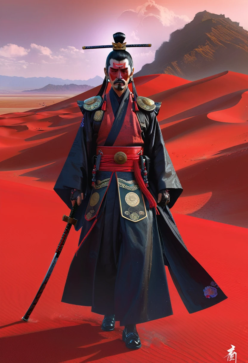 The Warlord, cyberpunk samurai warrior, Red Desert Geisha, Scary Garry Trudeau, Tom Bagshaw, Justin Sweet, Craig Mullins, Peter Mohrbacher :: Artstation 8K ， Hyper Realistic  --w 4096  --h 2160