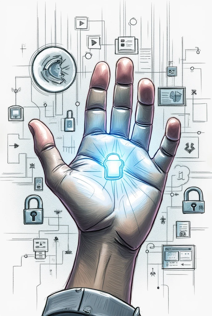 Cyber security measures illustration hand-drawn style