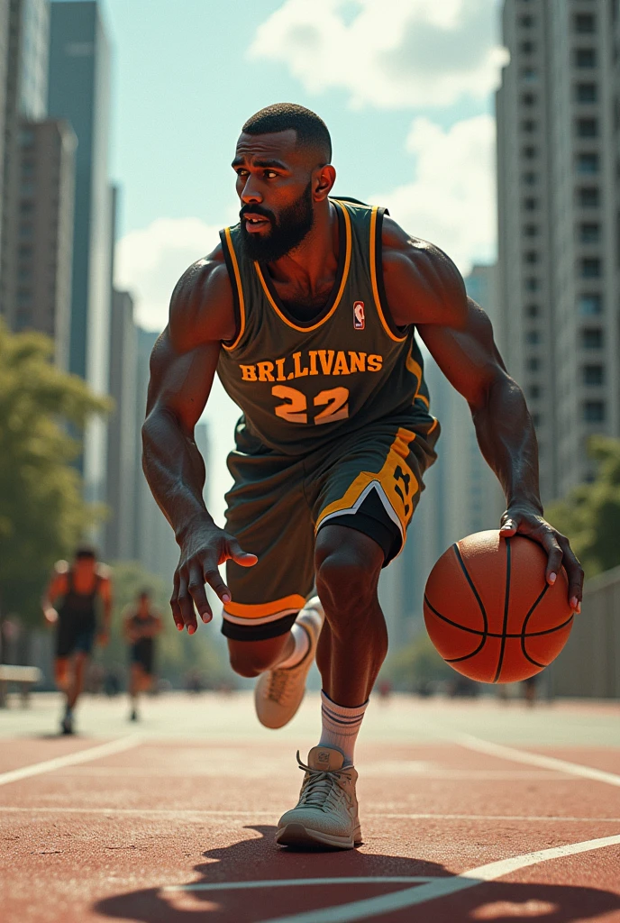 A man playing basketball