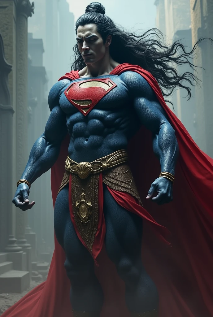 Imagine Superman as The Lord Shiva. Hd, High detail, High contrast, High texture, Hyper realistic, Cinematic