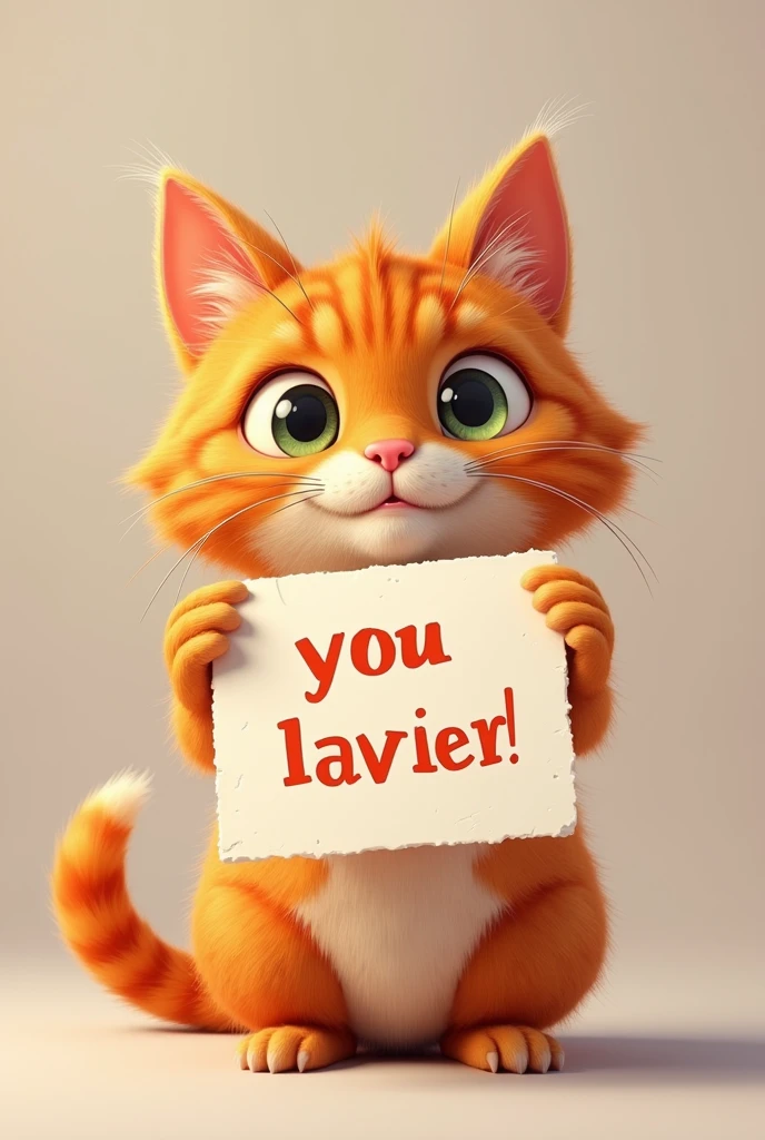 Orange cat holding a sign that says I love twice