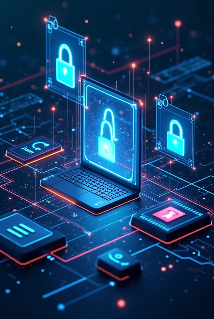 Cyber security measures password protection illustration