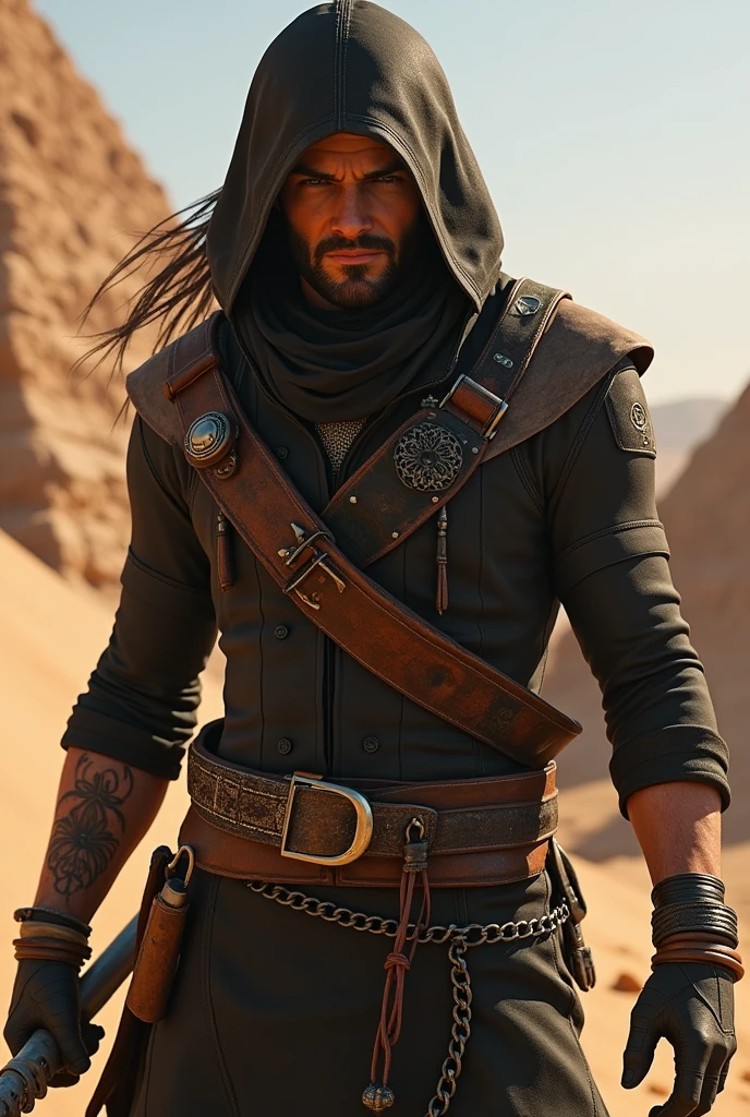 Corvo Attano from the game called Dishonored 2 taking with Johny Seed from the videogame called Far Cry 5 in the country called Egypt