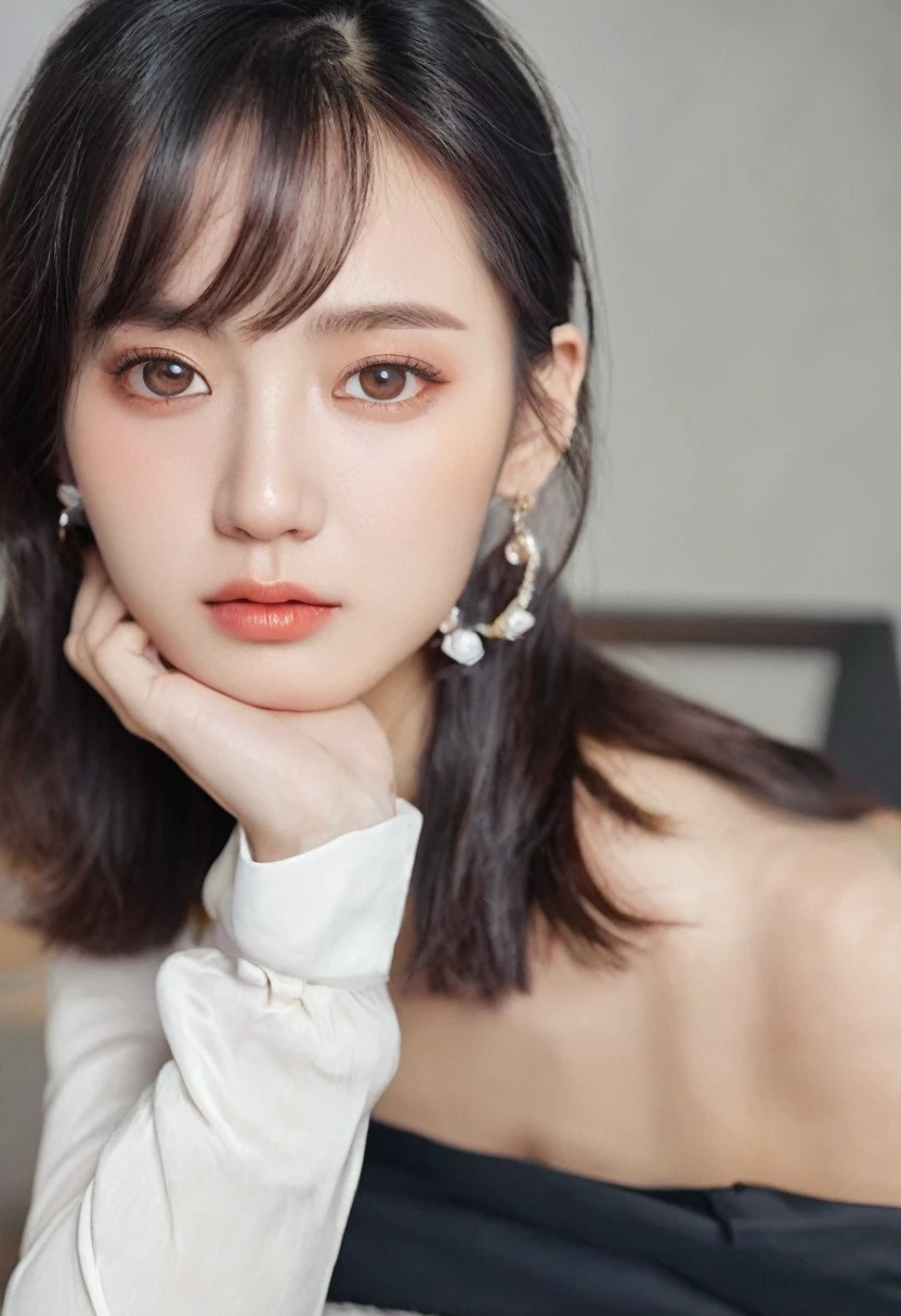 ((Best quality, 8k, Masterpiece :1.3)), 1girl, Pretty woman with emphasizing abs :1.3, (short cut hairstyles),Ultra-detailed face, Detailed eyes, Double eyelid,from the thighs up