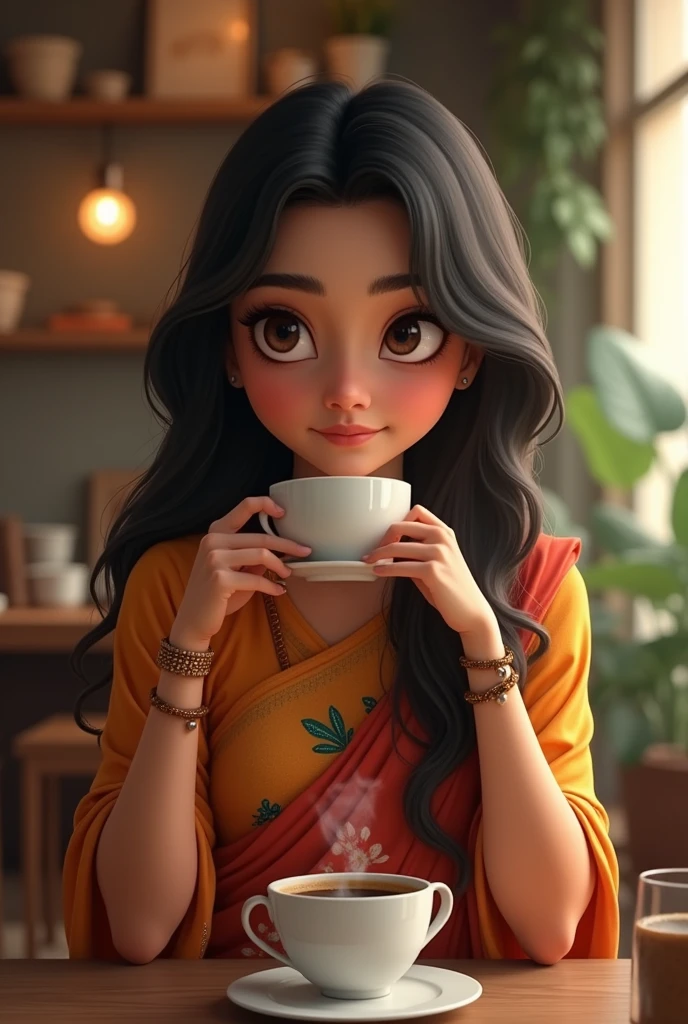 Indian cute girl in coffee shop 