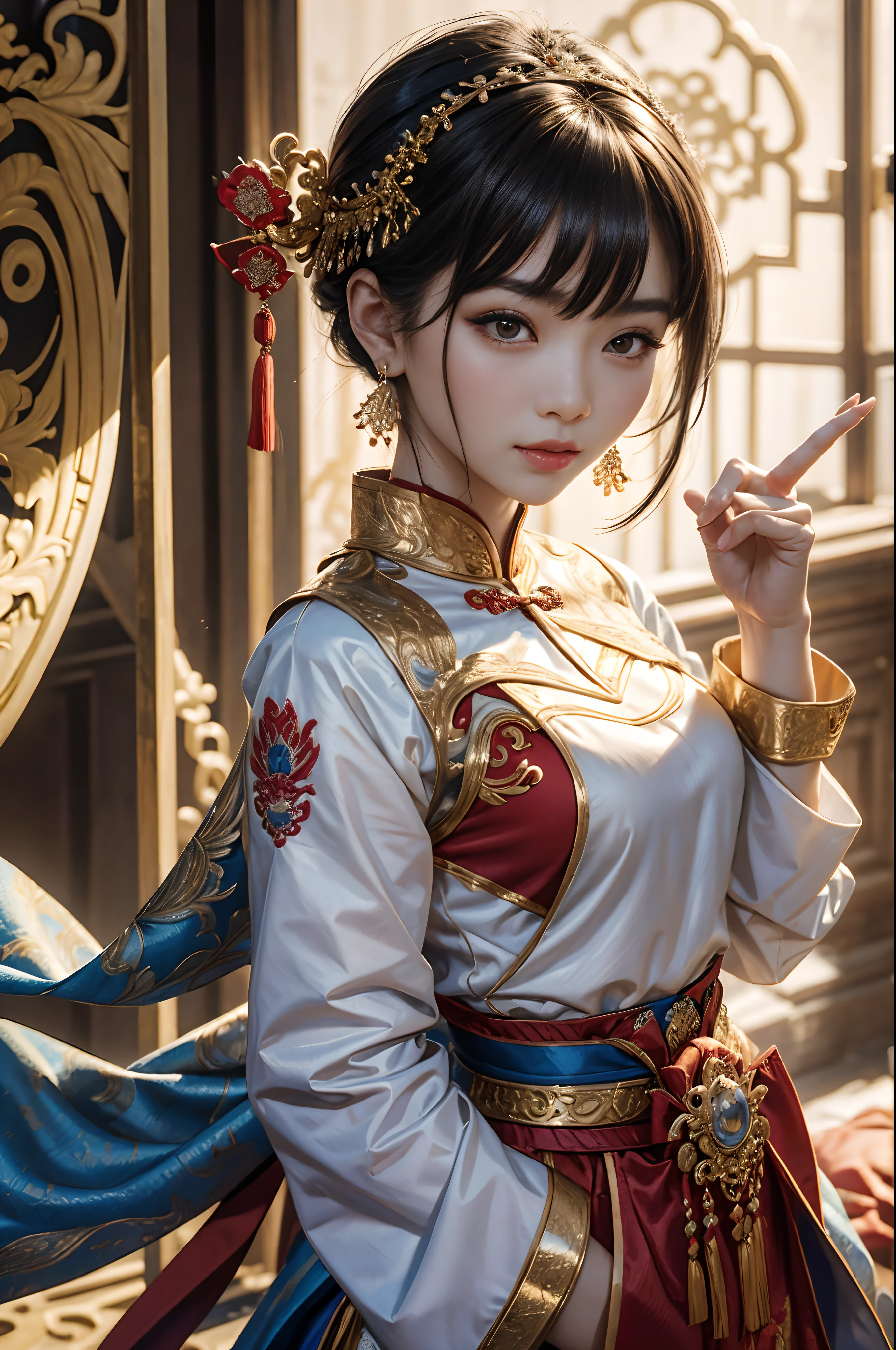 Attractive Chinese Dancer,Do letta,stripe,highly detailed background,Beautiful white woman with large, soft breasts and white skin. huge breasts: 1.4,very detailed face, detailed eyes,