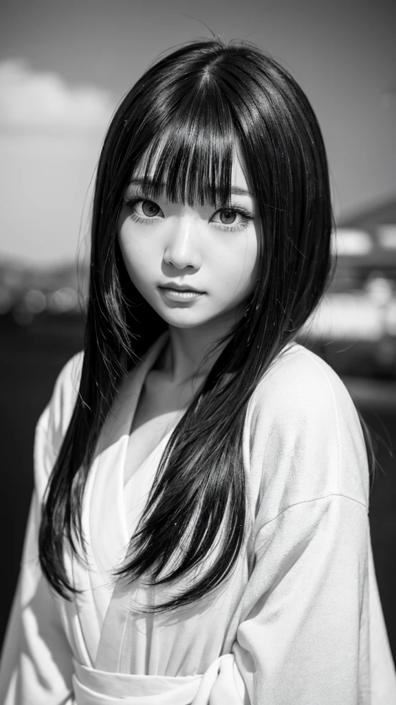 ### Prompt example:
Background with abstract black and white swirling design、Portrait of a beautiful Japanese girl。The beautiful girl has a beautiful face、Have short straight hair、Gives a neat and clean impression。The costume is a monotone robe.、Black and white contrast design。Although it is a thin fabric、You can see the sturdy stitching.。
The beautiful girl folded her arms in front of her chest.、Posed looking straight ahead。The background design、With an abstract pattern like swirling clouds、It brings out the mysterious atmosphere of the beautiful girl.。The lighting is soft and even、The texture of the skin and the facial expression of the beautiful girl are captured in detail.。
As a photographic technique、Make use of the contrast between the subject and the background、Creates a deep three-dimensional effect。The vertical composition captures the beautiful girl's posture and the background design in a well-balanced way.、We strive for harmony throughout the。While still achieving a super-realistic, live-action finish、It is a piece that exudes a fantastic atmosphere.。
---