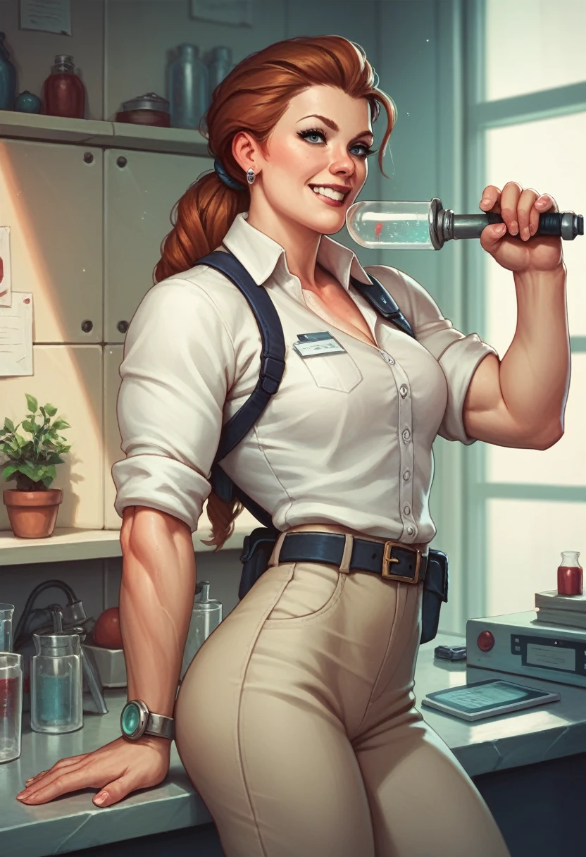 woman science lab muscle groth test