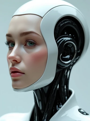 (masterpiece,UHD, photorealistic )an ultra hot gorgeous android robotic woman. Age 23.