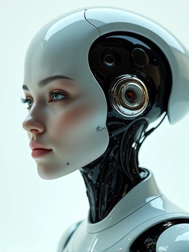 (masterpiece,UHD, photorealistic )an ultra hot gorgeous android robotic  woman. Age 23.