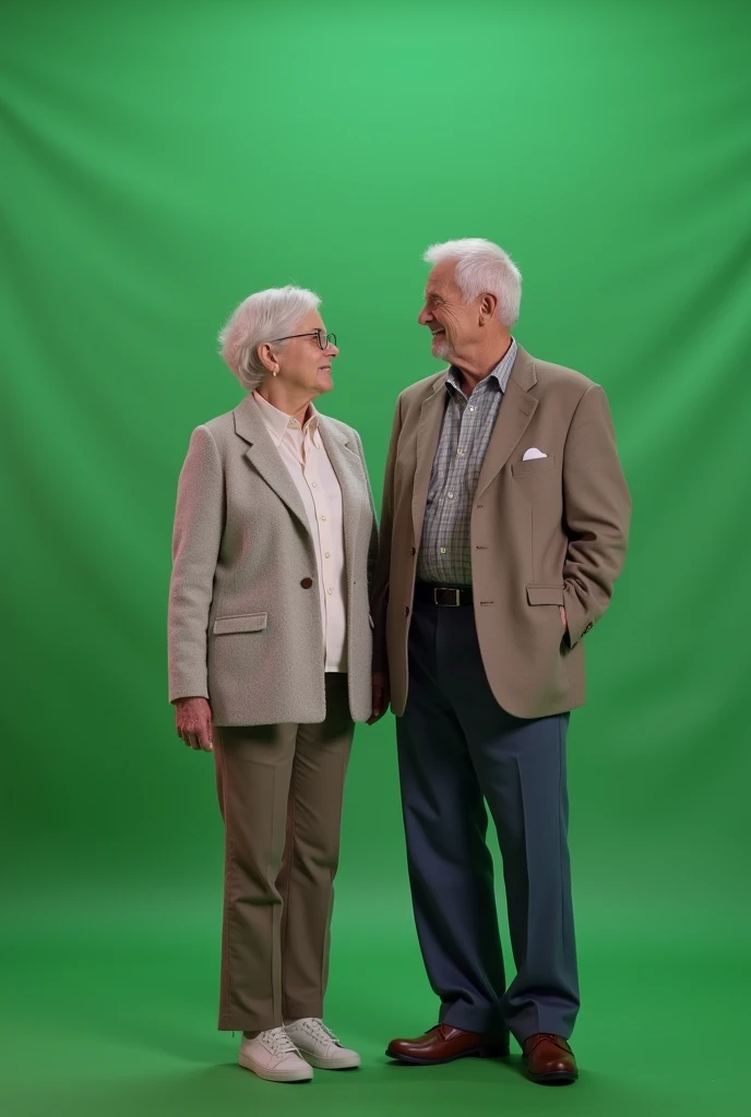 elderly couple、Green Screen、Facing forward