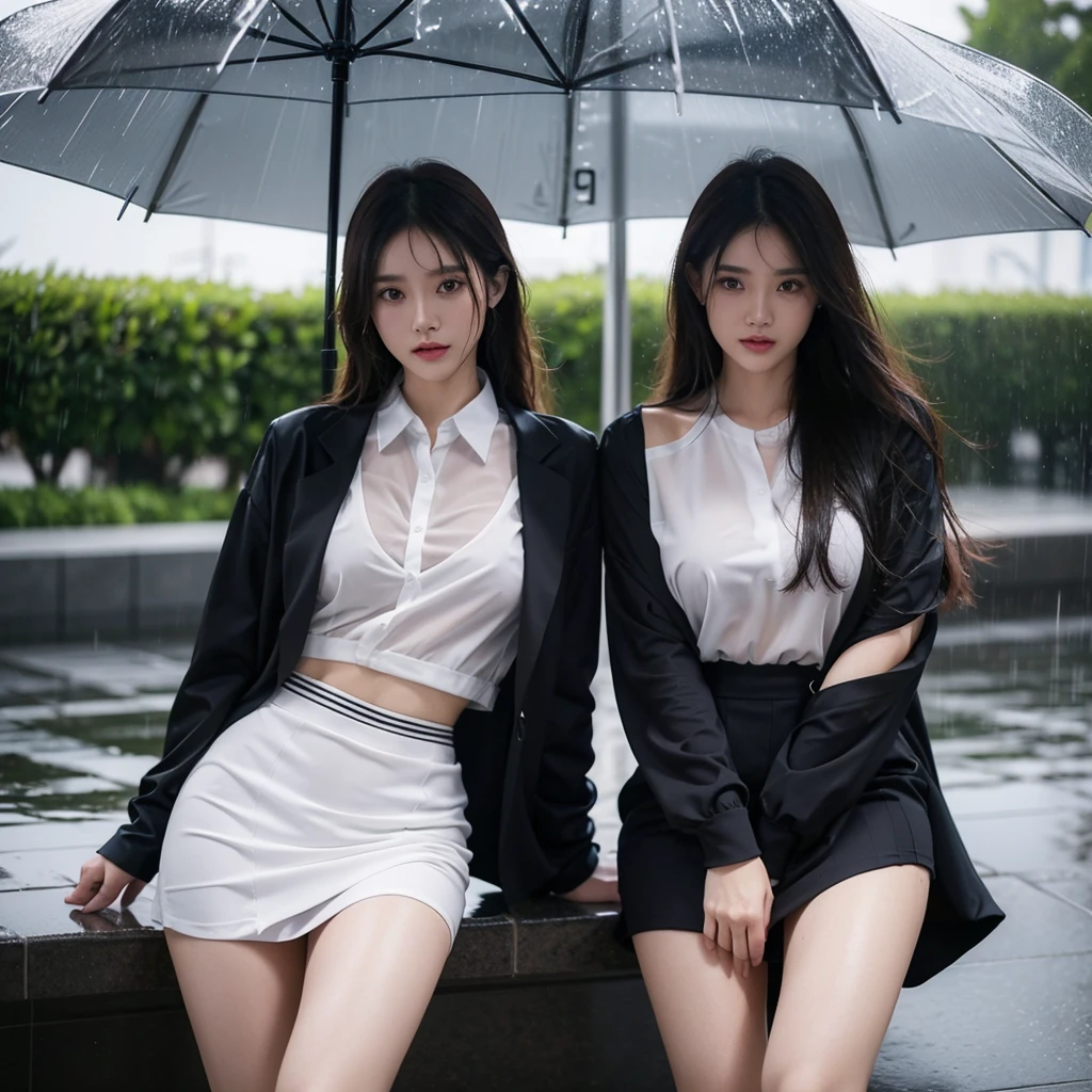Sexy pose、mini skirt、Leg spread、Hair getting wet in the rain、Transparent shirt、Beautiful woman getting wet in the rain、typhoon、Get wet without an umbrella、Beautiful woman in the rain、雨で濡れたBeautyOL、Detailed face、Realistic、beautiful girl、Beauty、Office Lady Uniform、beauty、Transparent nipples、Beautiful woman、Narrow waist、Handsome woman、Tight pants look、suit、Sexy pose、タイトなsuitパンツ、雨で濡れたsuit、Wet naked shirt、See-through shirt、Shot in heavy rain、Naked shirt