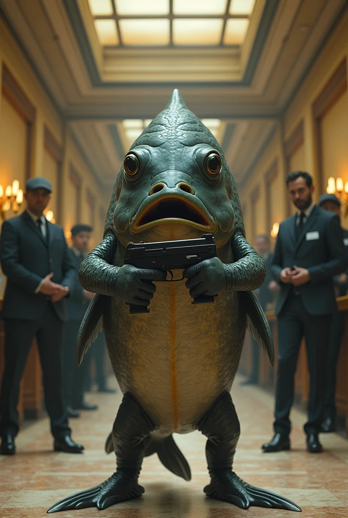 Black-chinned tilapia holds a gun and robs a bank.