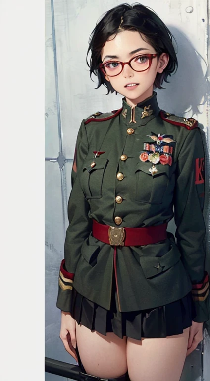 ((8K resolution))、((highest quality))、((masterpiece))、((Super detailed))((((dramatic))), (anatomically correct)、one woman、28 years old,thin,very short hair,pixie cut ,black hair, jagged teeth、double teeth、mouth is slightly open、blushed、(half closed eyes:1.1),thin bear、NSFW,small breasts、small nipples、white t-shirt、No underwear、tattoo、navel piercing、pubic hair,pussy,(theme、whole body)、Bedroom,on the bed, liar,behind, modesta, tiro remoto, Detalhe bonito rosto delicado, Olhos delicados bonitos detalhados, perfect facial proportions, High definition skin, pele fina, best four inch aspect ratio. Com um polegar, uma obra-prima, altamente detalhado, Realistic, (German World War II general uniform reference : 1.8), the highest facial resolution, , mulher modestamente vestida, vestido inteiramente, ( pequeno, cabelos pretos, black franja reta, super thin braids, franja reta, Red glasses, olho verde escuro, science fiction, Fighter aircraft, standing On the landing of a Fighter aircraft, the agency, uma personalidade profundamente inteligente, A calm expression, um rosto respeitoso, uma guerra, a Fighter aircraft BIGHIP BIGASS FUCKOFF FUCKFUCKFUCK (best quality:1.1), (Masterpiece:1.2), High quality shadow, Beautiful details, Beautiful face, Detailed eyes, depth of field, High resolution, best shadow, best lighting, 1 girl, see viewers, black hair, smooth, blunt, short hair, pink eyes, glasses, shy, very big breasts, black short skirt, women's shirts, fashion suit jacket, pump, high school girl,rift, , classroom background, women's tie