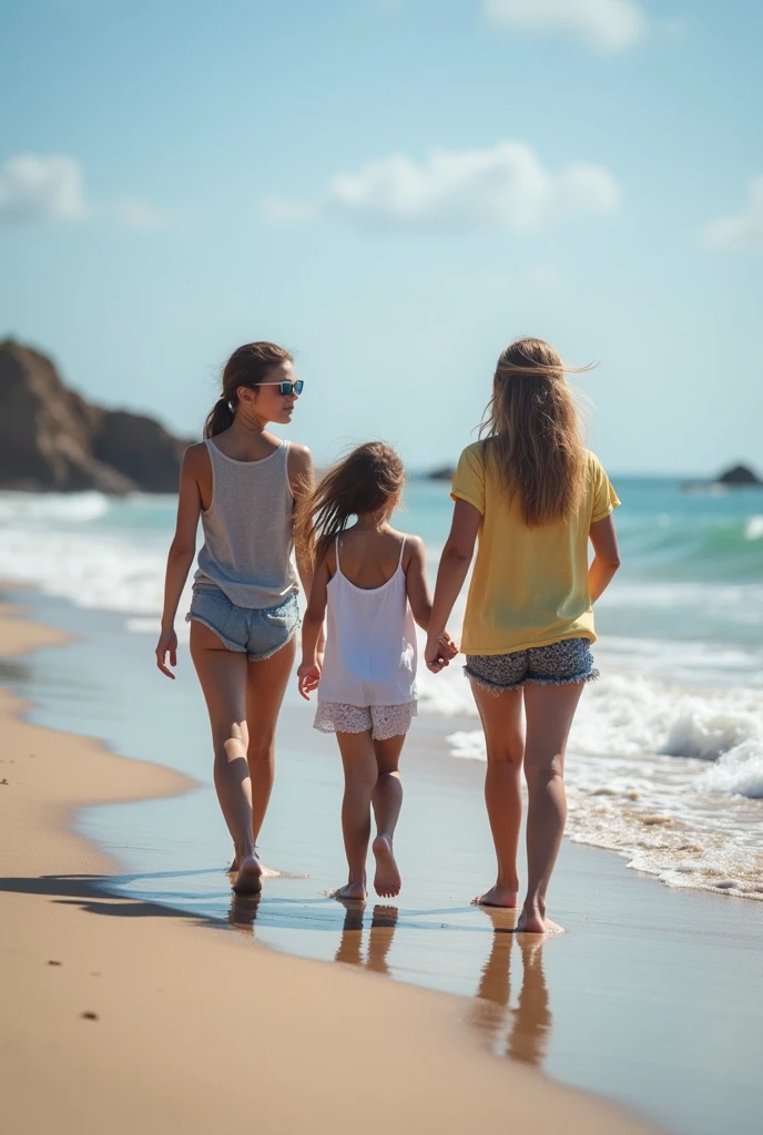 Create picturetwo girls was walking at beach and give a man was smoking an advice shouldn't throw a beer can into the beach you don't want him to be a bad role model for kids around there copy his bad action