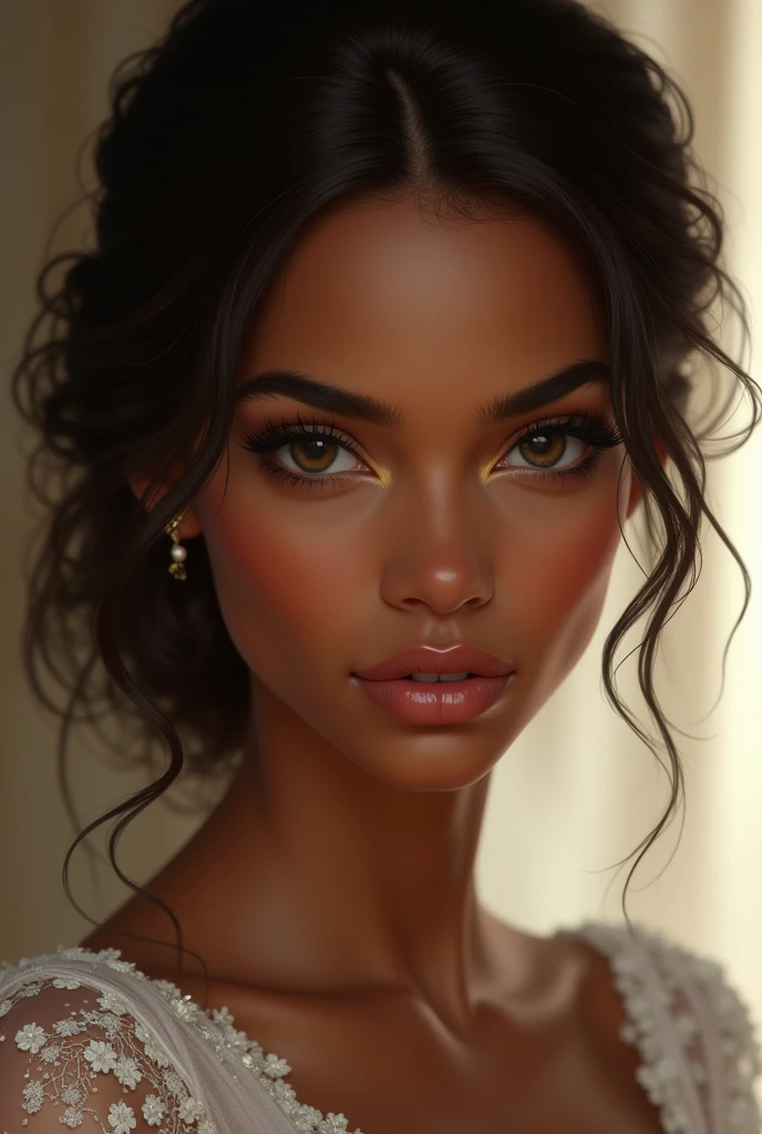 ((best quality)), ((masterpiece)), (detailed), perfect face. A beautiful Velaryon princess with brown skin (like a black woman similar to zoe kravitz)