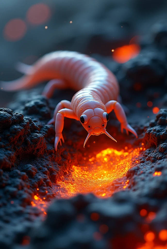 Photographie 35 mm, haut court blanc, Beau earth filled with water and lava, yeux parfaits, netteté, 8K HD, détail fou, complexe, Caenorhabditis elegans, hyper-détail 4k atmosphérique, sensibilité cinématographique, netteté, chef-d&#39;œuvre, couleur, surréaliste, vivid couleurs, (fond d&#39;écran CG Unity 8k très détaillé), complexe, Détails élevés, netteté, Réaliste, Symétrique, éclairage volumétrique, Beau, rich dark chef-d&#39;œuvre, Dan Mumford et Mark M. Astrophotographie à la manière de Simonetti
