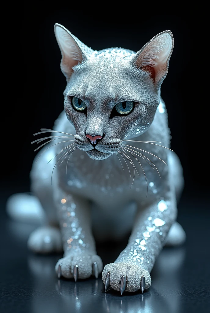 diamonds were arranged in the shape of a sleek, deadly-looking cat.