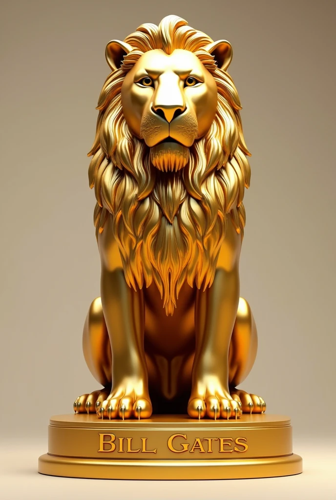 Lion en or avec le nom (Bil Gate)