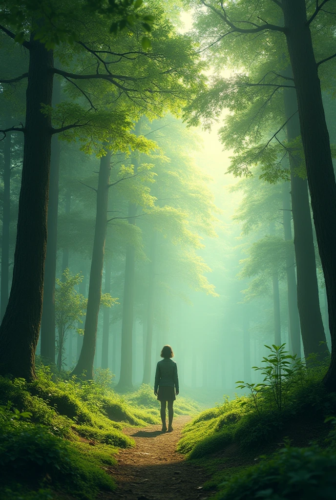 the forest is silent, except for the chirping of birds. In the movie scene 